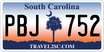 SC license plate PBJ752