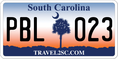 SC license plate PBL023