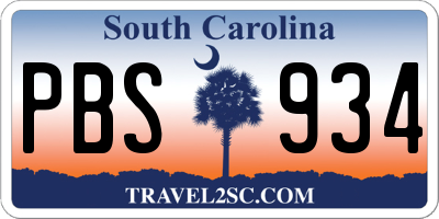 SC license plate PBS934