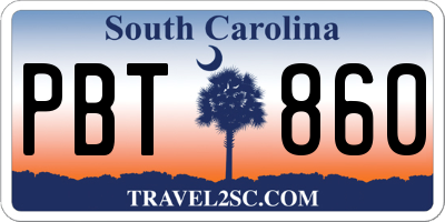 SC license plate PBT860