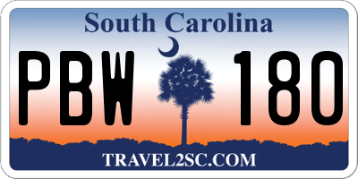 SC license plate PBW180