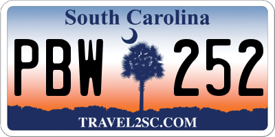 SC license plate PBW252