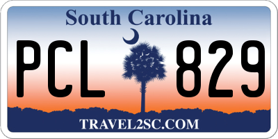 SC license plate PCL829