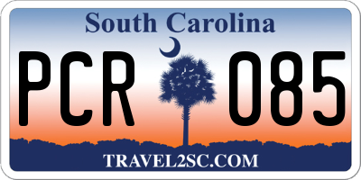 SC license plate PCR085