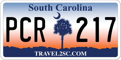 SC license plate PCR217