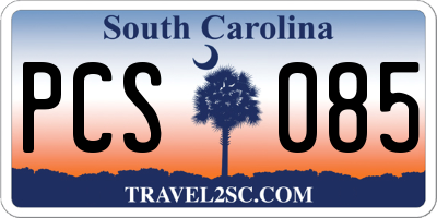 SC license plate PCS085
