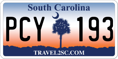 SC license plate PCY193