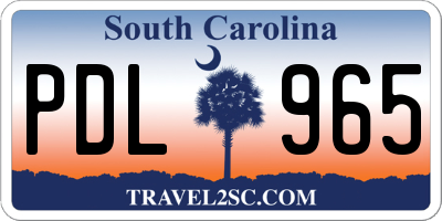 SC license plate PDL965