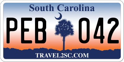 SC license plate PEB042