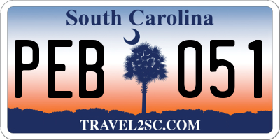 SC license plate PEB051