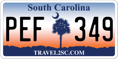 SC license plate PEF349