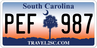 SC license plate PEF987