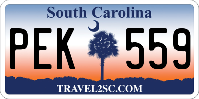 SC license plate PEK559