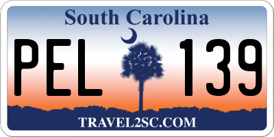 SC license plate PEL139