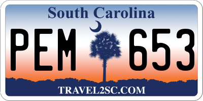 SC license plate PEM653