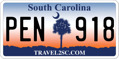 SC license plate PEN918