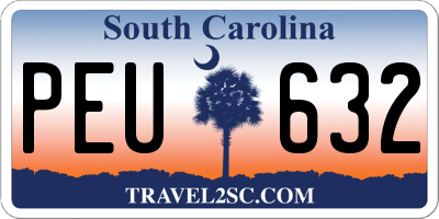 SC license plate PEU632