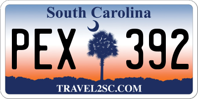 SC license plate PEX392