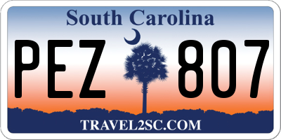 SC license plate PEZ807
