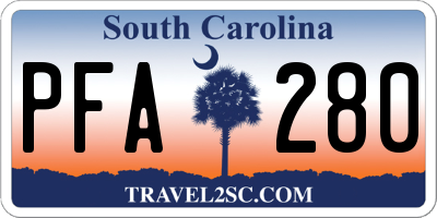 SC license plate PFA280