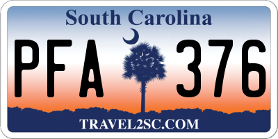 SC license plate PFA376