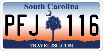 SC license plate PFJ116