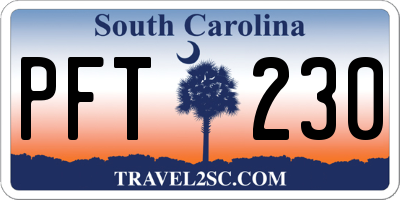 SC license plate PFT230