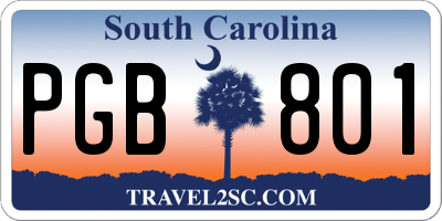 SC license plate PGB801