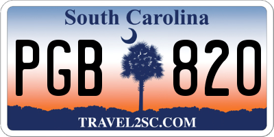 SC license plate PGB820