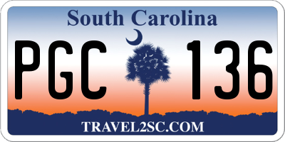 SC license plate PGC136