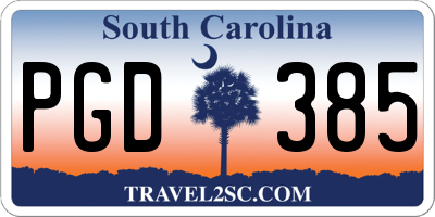 SC license plate PGD385