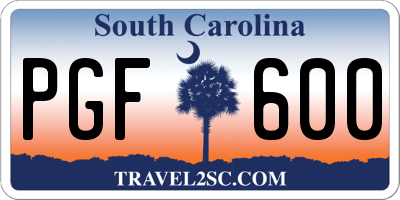 SC license plate PGF600
