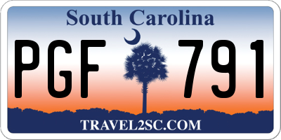 SC license plate PGF791