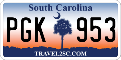 SC license plate PGK953