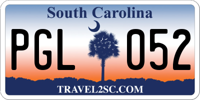 SC license plate PGL052