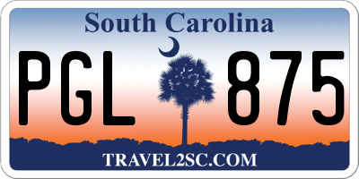 SC license plate PGL875