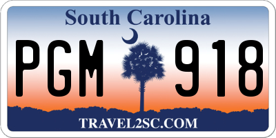 SC license plate PGM918