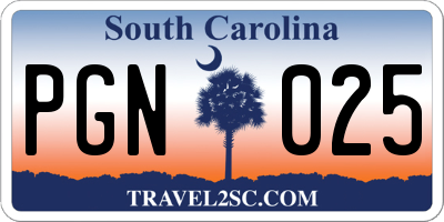 SC license plate PGN025