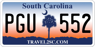 SC license plate PGU552