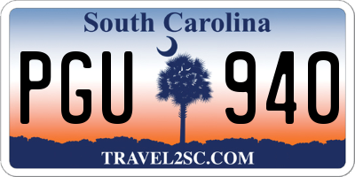SC license plate PGU940