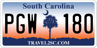 SC license plate PGW180