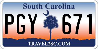 SC license plate PGY671