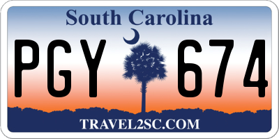 SC license plate PGY674