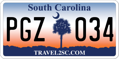SC license plate PGZ034