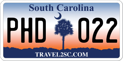 SC license plate PHD022