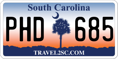SC license plate PHD685