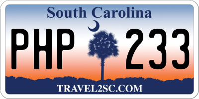 SC license plate PHP233