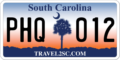 SC license plate PHQ012