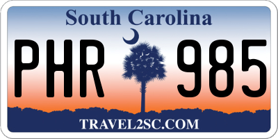 SC license plate PHR985