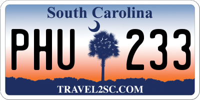 SC license plate PHU233